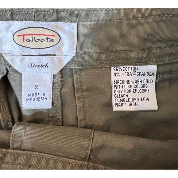 Talbots Stretch Skirt Green Button Front Tie Waist Belt‎ Size 2 - Picture 10 of 10